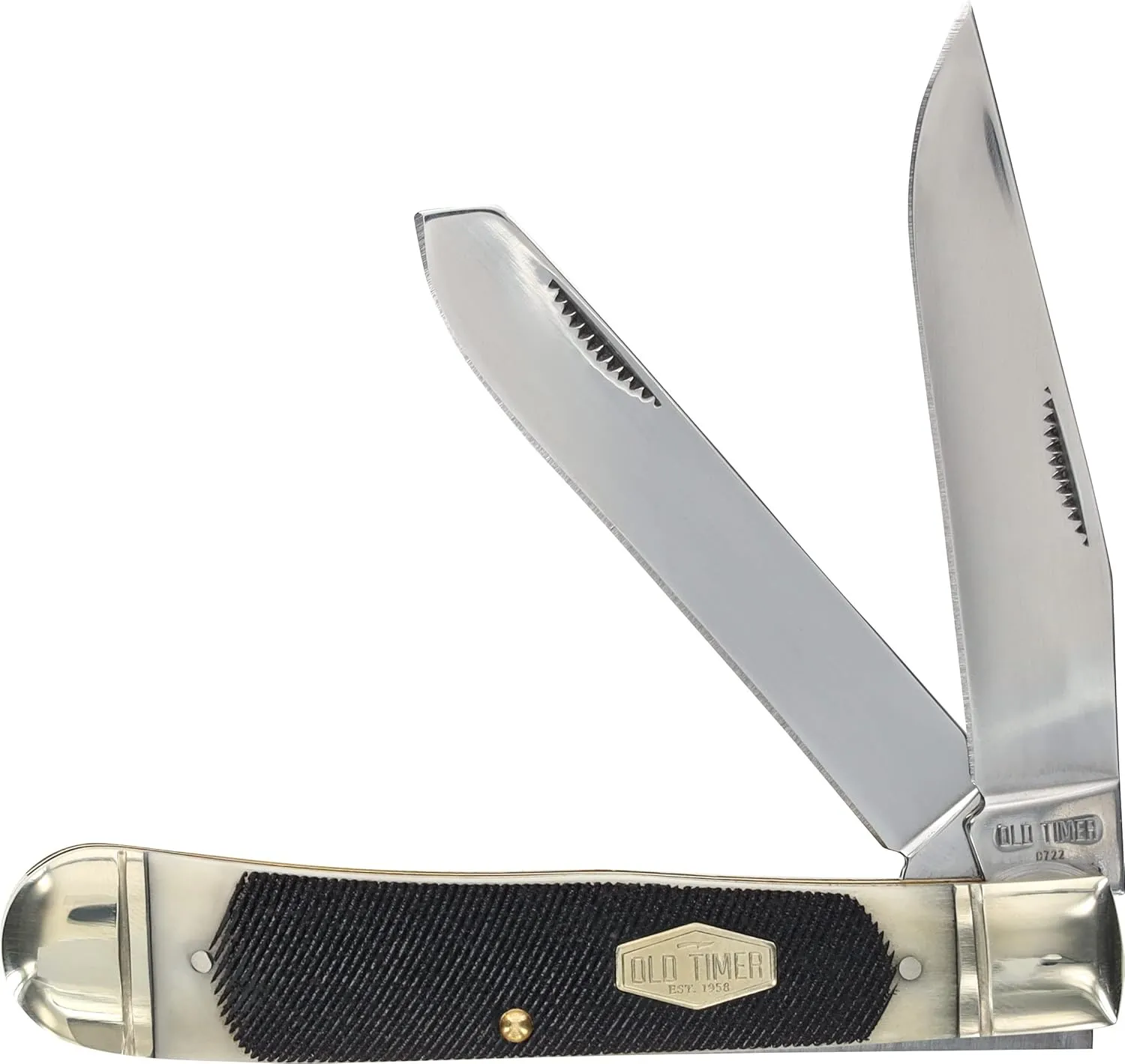 Old Timer 95OTB Genuine Bone Large Gunstock Trapper 7.3in S.S. Traditional Folding Knife with 3.1in Clip Point and Bone Handle for Outdoor, Hunting, Camping and EDC