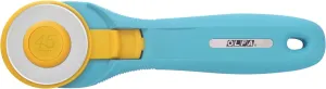 OLFA 45mm Quick-Change Rotary Cutter (RTY-2/C) - Rotary Fabric Cutter w/Blade Cover for Crafts, Sewing, Quilting, Replacement Blade: OLFA RB45-1 (Aqua)
