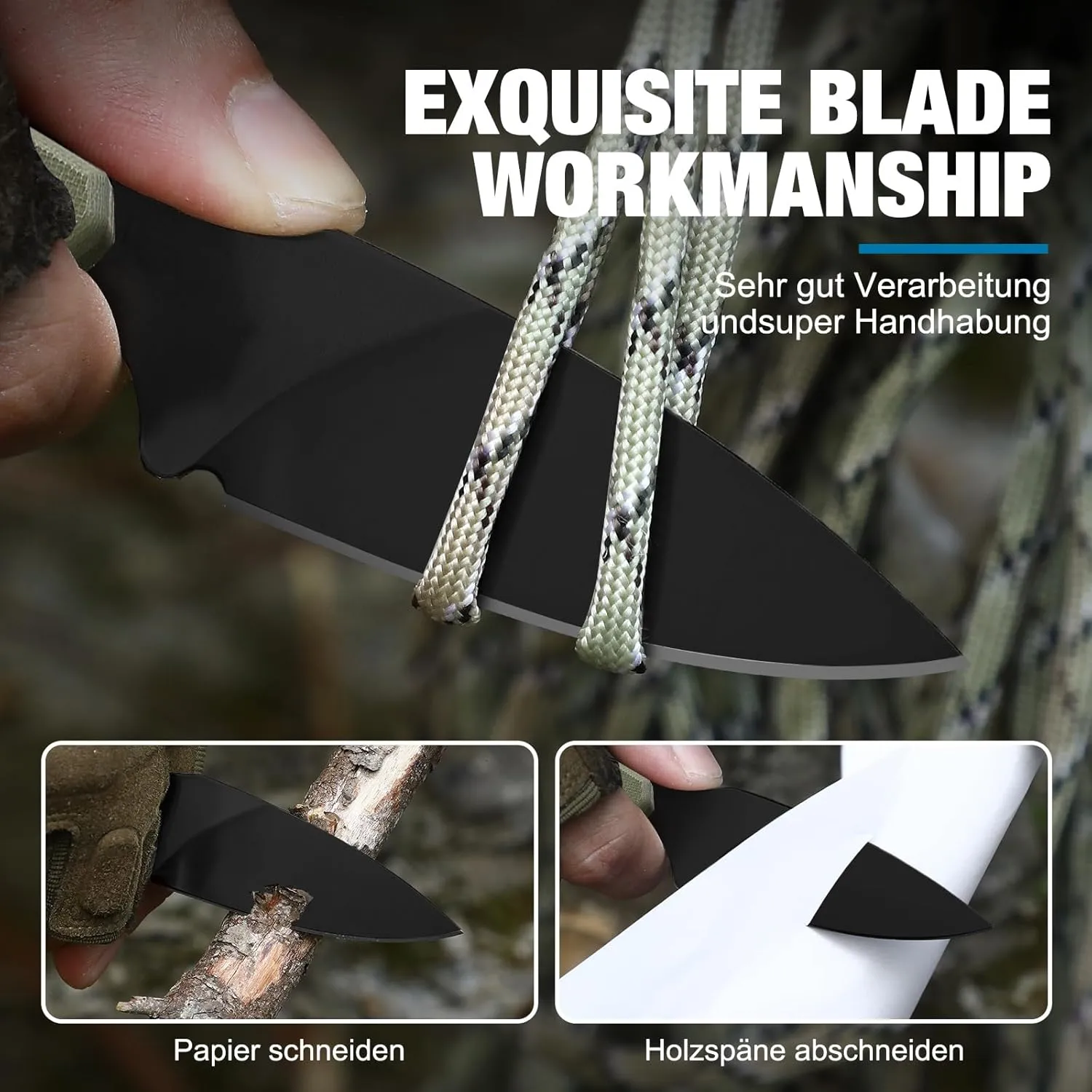 Omesio Compact Neck Knife with Sheath and Necklace, D2 Steel 2.99-Inch Blade, Full Tang G10 Handle, Fixed Blade for EDC, Hiking, Camping (Black Blade   Green Handle)