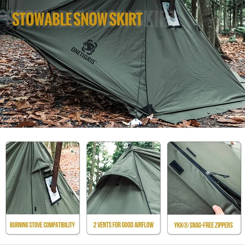 OneTigris Roc Shield Bushcraft 2-3 person Tent TC Version - Ranger Green