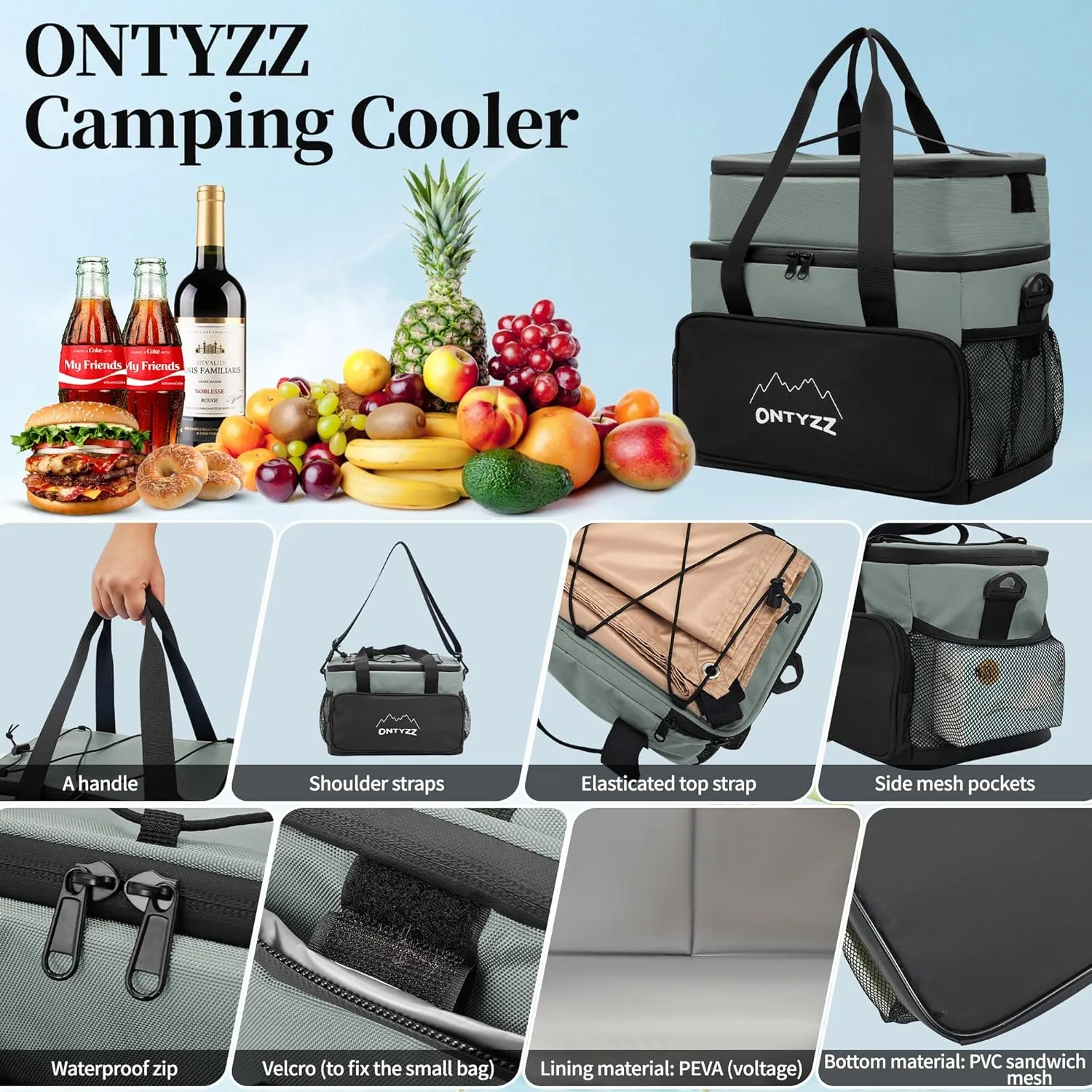 ONTYZZ Cooler Bag Suit 16L 5L Soft Cooler Bag Large Lunch Cooler for Picnic, Beach, Work, Road Trip