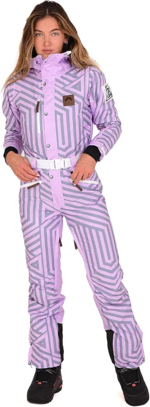 OOSC Fall Line Purple & Gray Ski Suit Women | Stylish Retro Design | Waterproof, Breathable, Insulated | Recycled Polyester