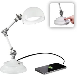 OttLite Pevention Pharmacy Adjustable LED Desk Lamp with USB Charging - Designed to Reduce Eyestrain, 3-Point Adjustable Neck, 3 Brightness Settings with Touch Controls