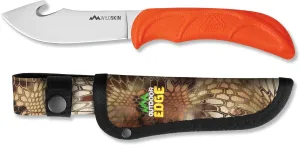 OUTDOOR EDGE WildSkin - 4.0" Fixed Blade Gut-Hook Skinning Knife for Big Game Hunting with Camo Nylon Belt Sheath