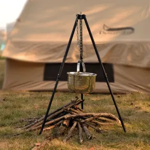 Outdoor Large Campfire Stand | Portable Hanging Pot Tripod for Camping, Barbecue, and Grilling