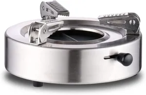 Outdoor Portable Mini Stove Stainless Steel Furnace Adjustable Firepower Lightweight Wind Proof for Camping Barbecue Hot Pot Outdoor Cooking Silvery