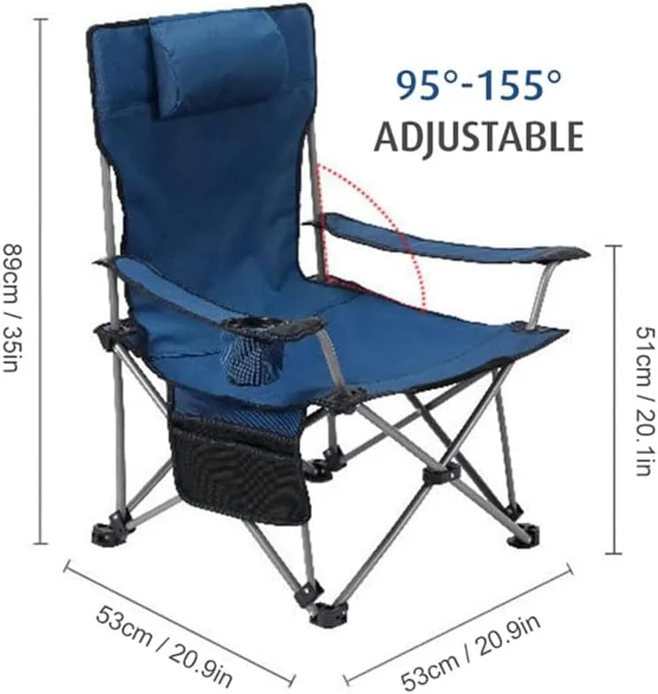 Outdoor Reclining Camping Chairs Adjustable 2 Position Foldable Adults Lounge with Cup Holder and Headrest 264 LBS Capacity (Color : Green)