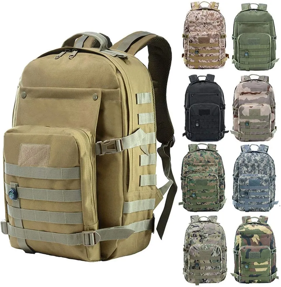 Outdoor Sports Pack Hiking Bag Tactical Rucksack Camo Knapsack Combat Camouflage Tactical 40L Molle Backpack