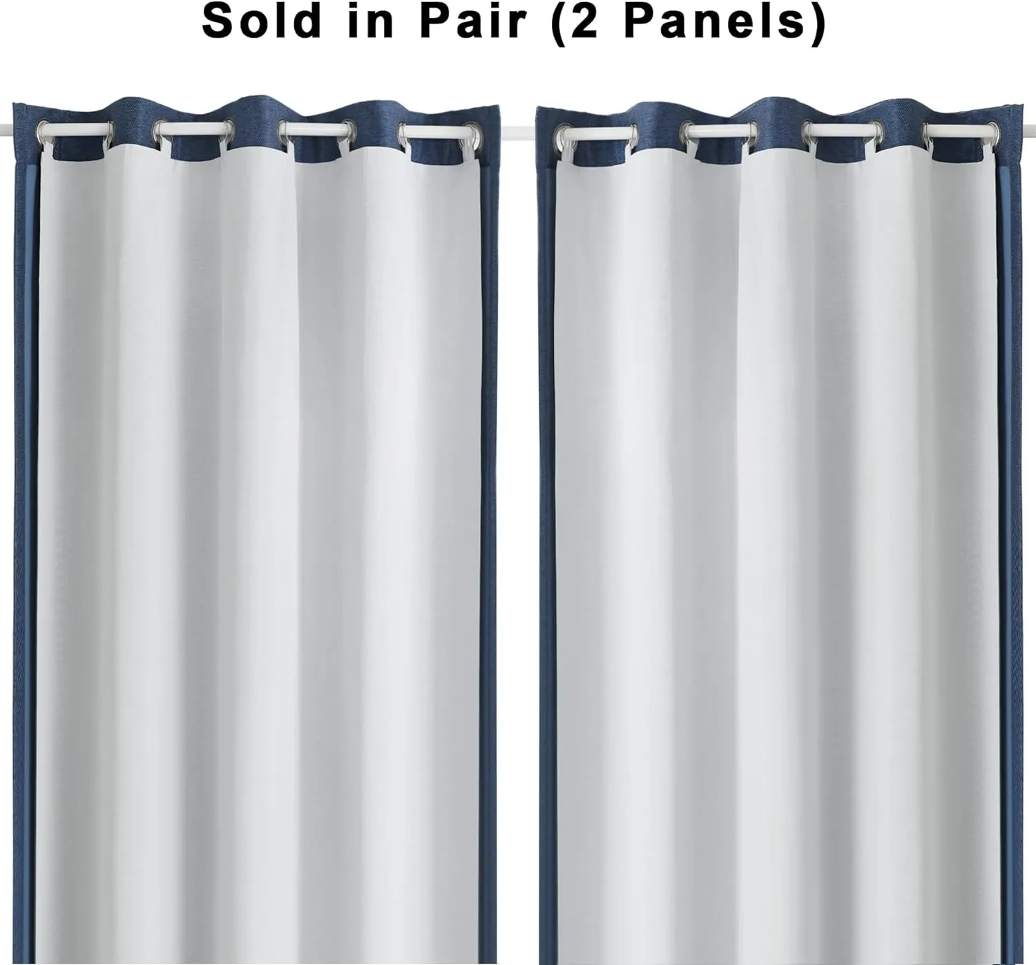 OWENIE Greyish White 100% Blackout Curtain Liner 2 Panels Set for Bedroom Living Room, Insulated Curtains Liner for 95 96 Inch Long Curtains, Each 50" Wx92 L, 2 Liners Per Set with 17 Pieces Rings