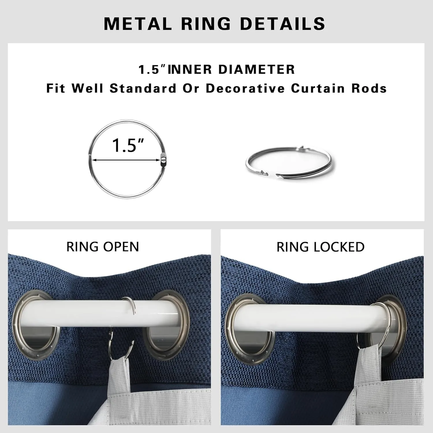 OWENIE Greyish White 100% Blackout Curtain Liner 2 Panels Set for Bedroom Living Room, Insulated Curtains Liner for 95 96 Inch Long Curtains, Each 50" Wx92 L, 2 Liners Per Set with 17 Pieces Rings