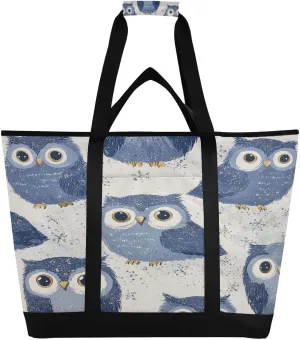 Owls Reusable Insulated Lunchbox Cooler Bag, Leakproof Kitchen Grocery Bag Collapsible Portable Cooler Tote Bag for Picnic, Camping, Office, Travel