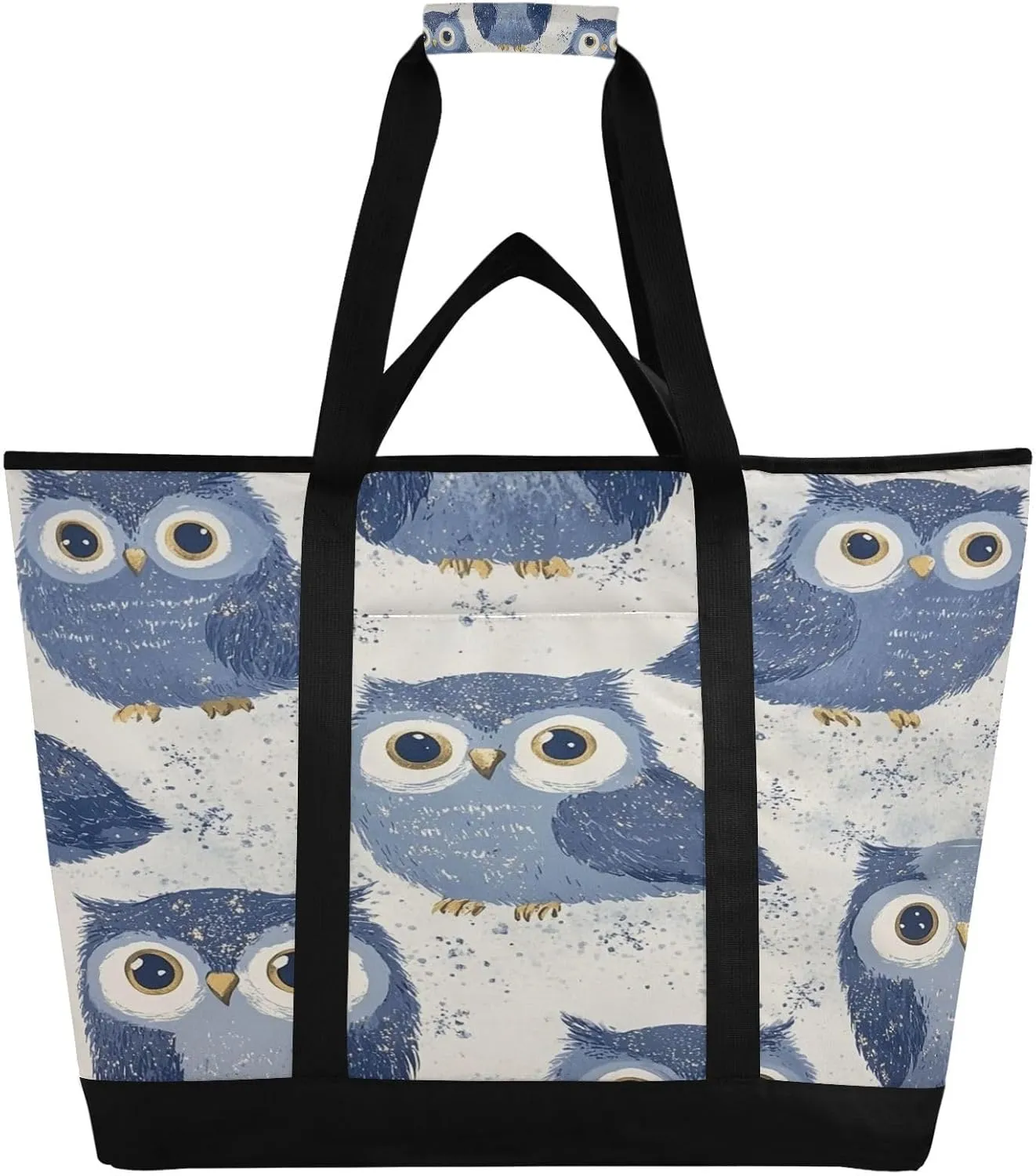 Owls Reusable Insulated Lunchbox Cooler Bag, Leakproof Kitchen Grocery Bag Collapsible Portable Cooler Tote Bag for Picnic, Camping, Office, Travel