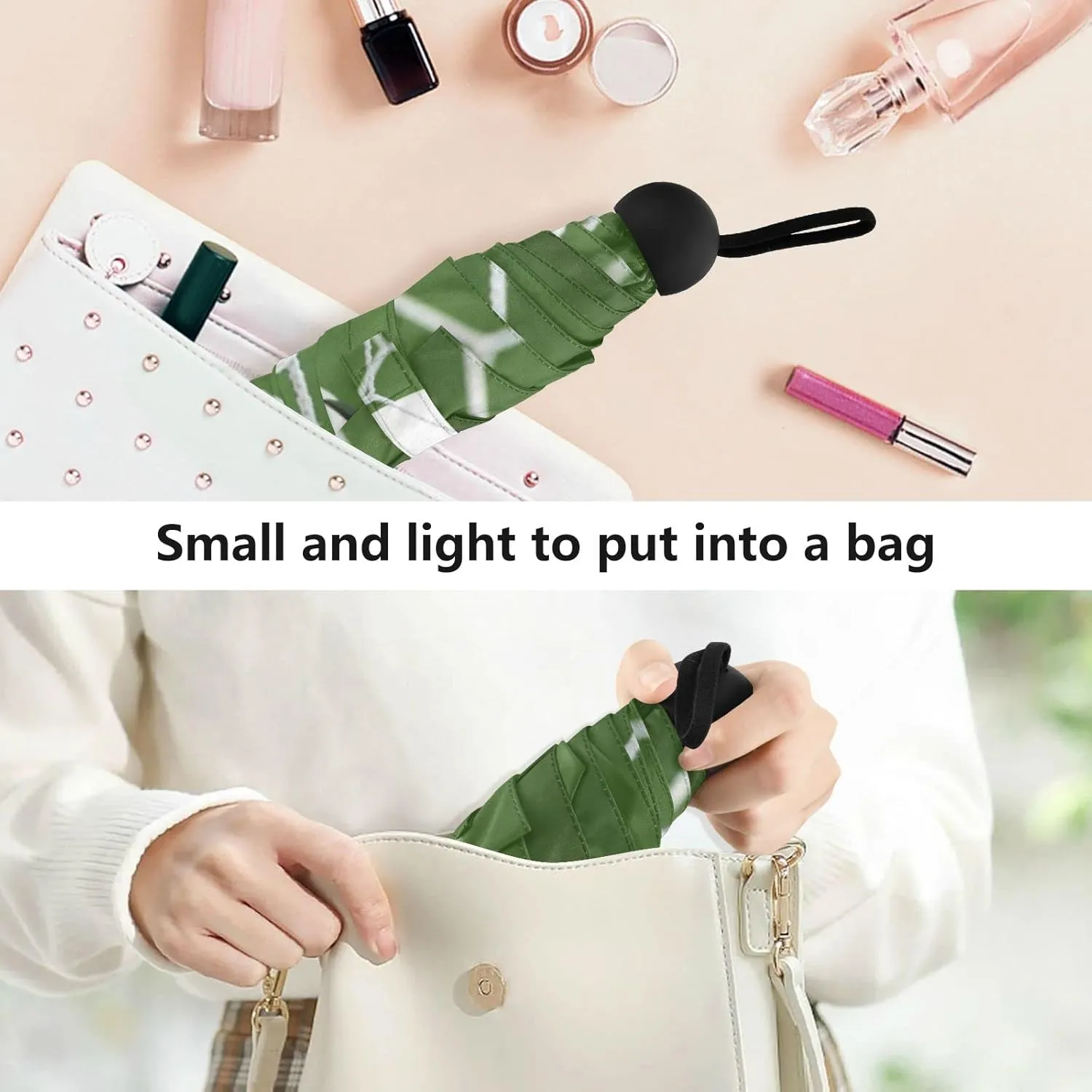 Oyihfvs 5 Folding Ultra-Light Umbrella, Small Mini Anti-UV Compact Travel Umbrella, 6 Ribs Pocket Windproof Foldable Vinyl Parasol