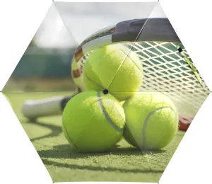 Oyihfvs Tennis Balls with Racket 5 Folding Ultra-Light Umbrella, Small Mini Anti-UV Compact Travel Umbrella, 6 Ribs Pocket Windproof Foldable Vinyl Parasol