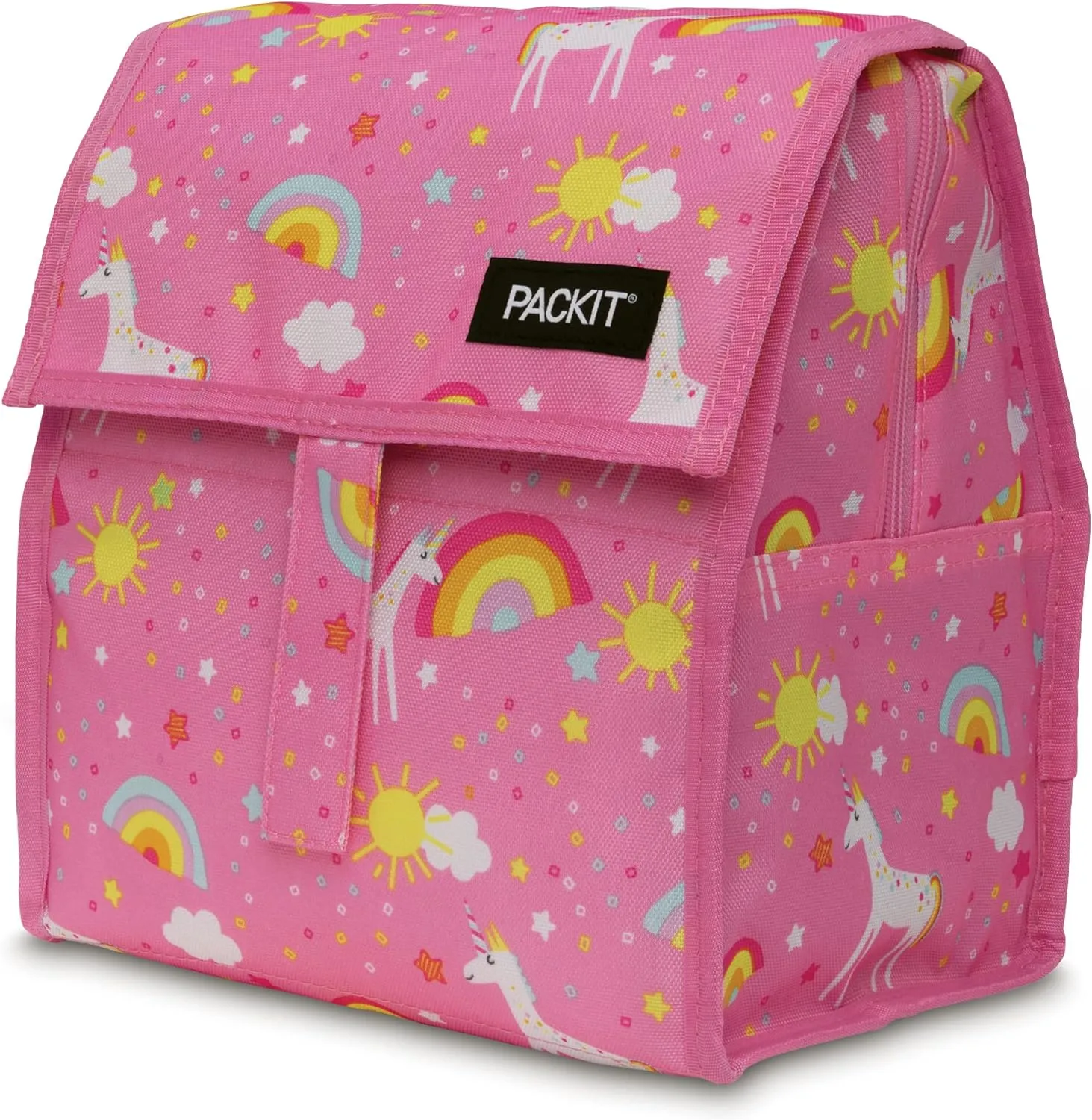 PackIt Freezable Lunch Sack, Unicorn Dream Pink, Built with EcoFreeze Technology, Foldable, Reusable, Fold Closure, Perfect for Fresh Meals On the Go