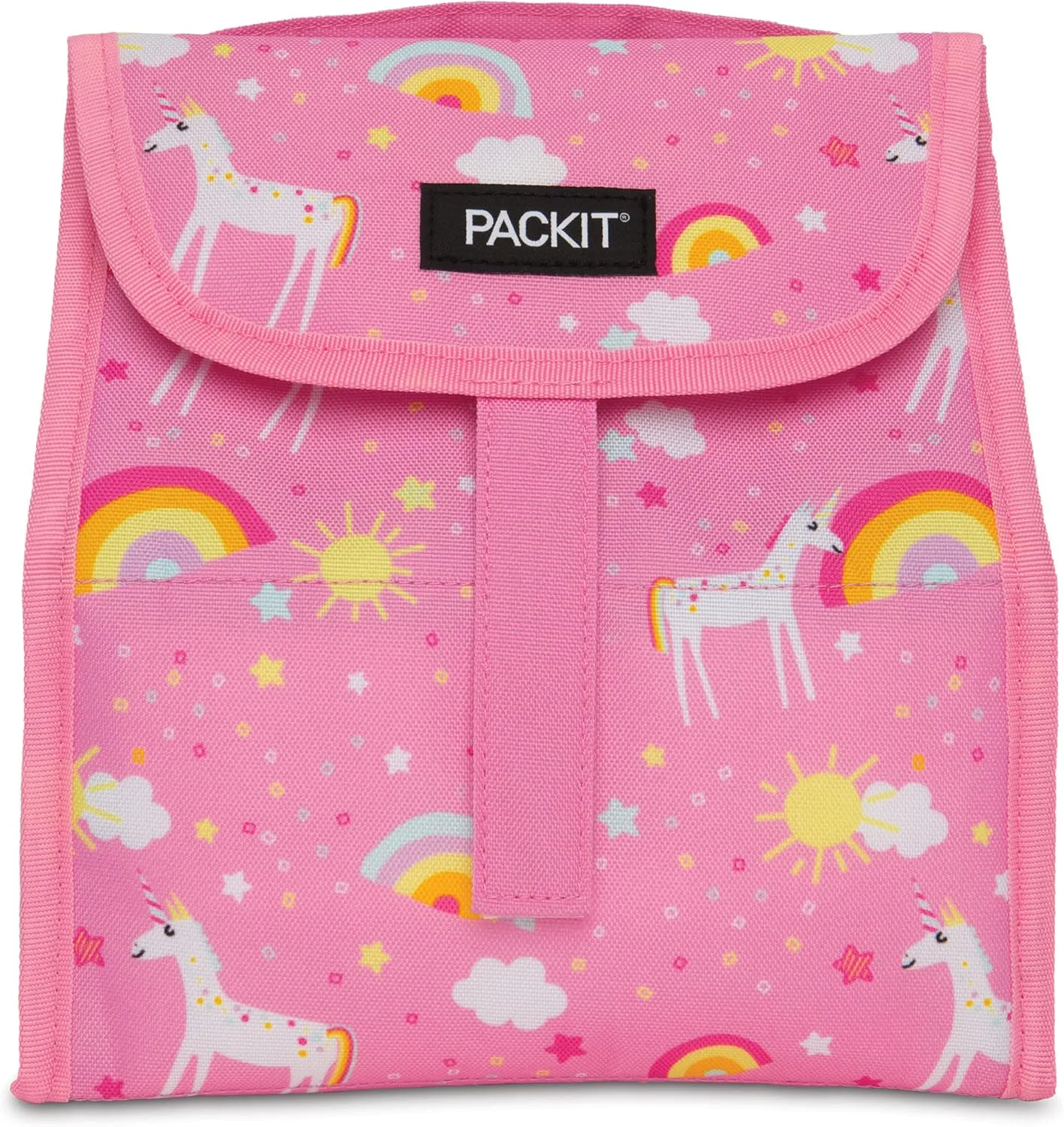 PackIt Freezable Lunch Sack, Unicorn Dream Pink, Built with EcoFreeze Technology, Foldable, Reusable, Fold Closure, Perfect for Fresh Meals On the Go