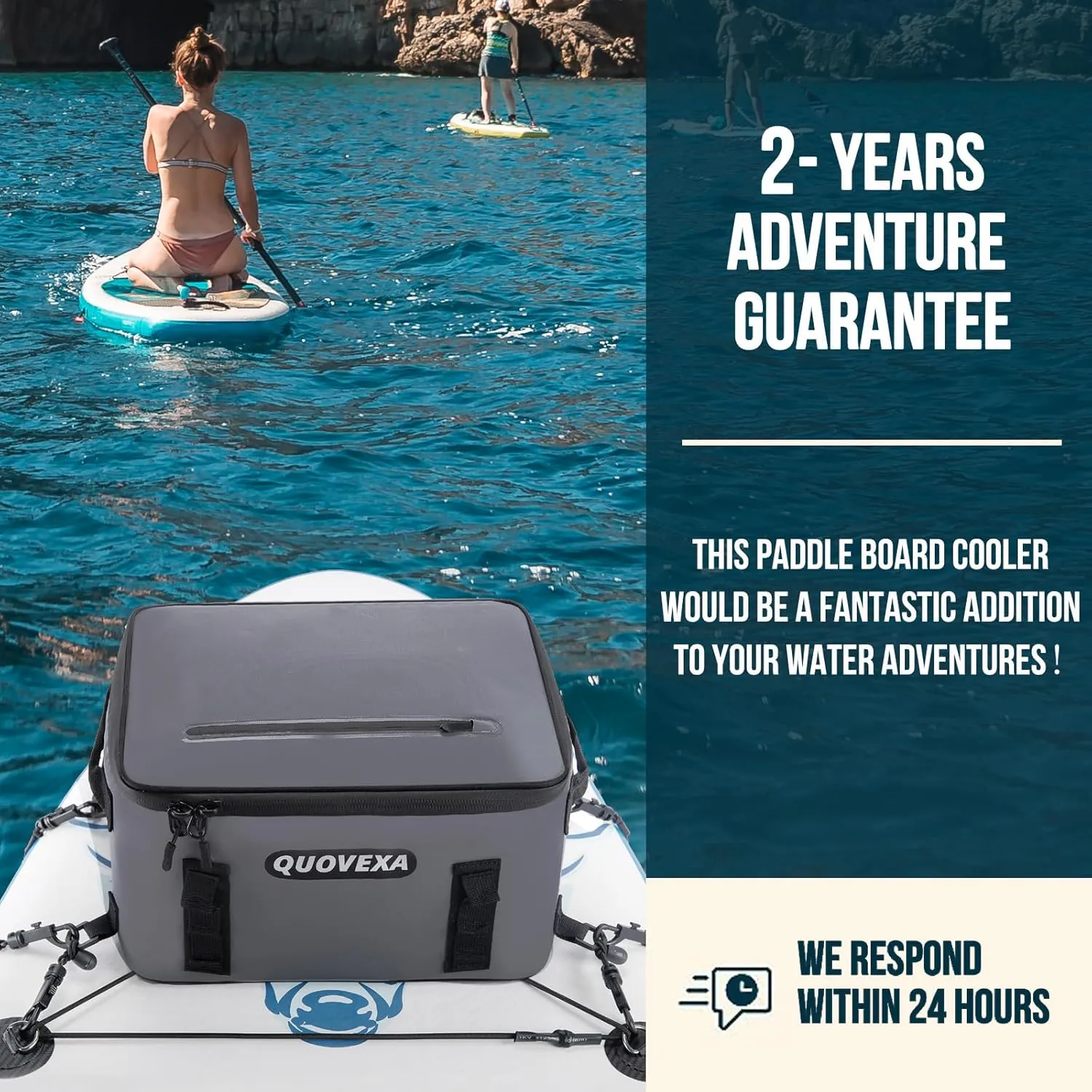 Paddle Board Cooler Bag, Sup Cooler, Coolers Deck Bag with 4 Pockets, Kayak Cooler Fits 30 Cans, Deck Coolers Bag for Paddleboard, Paddle Board Accessories with Phone Pouch