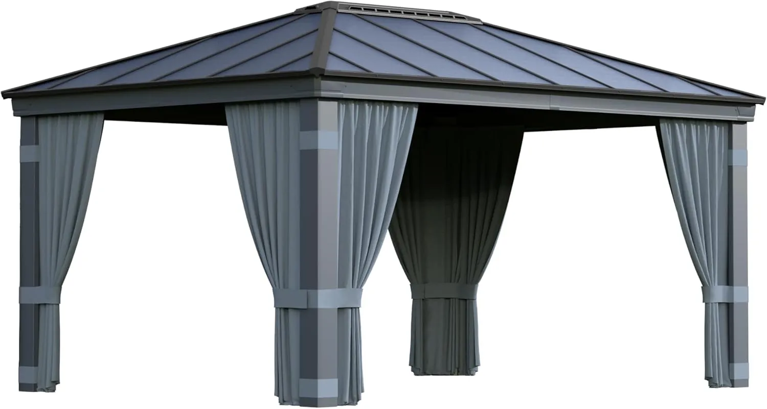 Palram - Canopia 12 Ft. x 16 Ft. Curtain Set for Dallas 12x16 Gazebo, Drapes for Privacy & Weather Protection, Adjustable Airflow, Easy DIY Installation, Washable - 4 Pc. (Curtains ONLY)