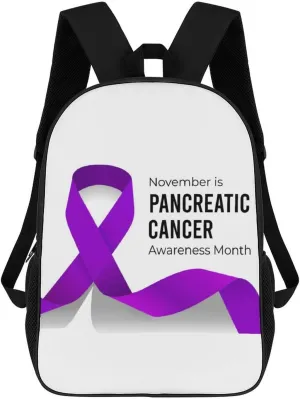 Pancreatic Cancer Awareness Backpack for Worker Business Hiking Travel Bag Shoulders Bag