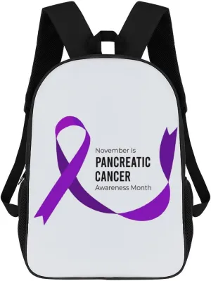 Pancreatic Cancer Awareness Backpack for Worker Business Hiking Travel Bag Shoulders Bag