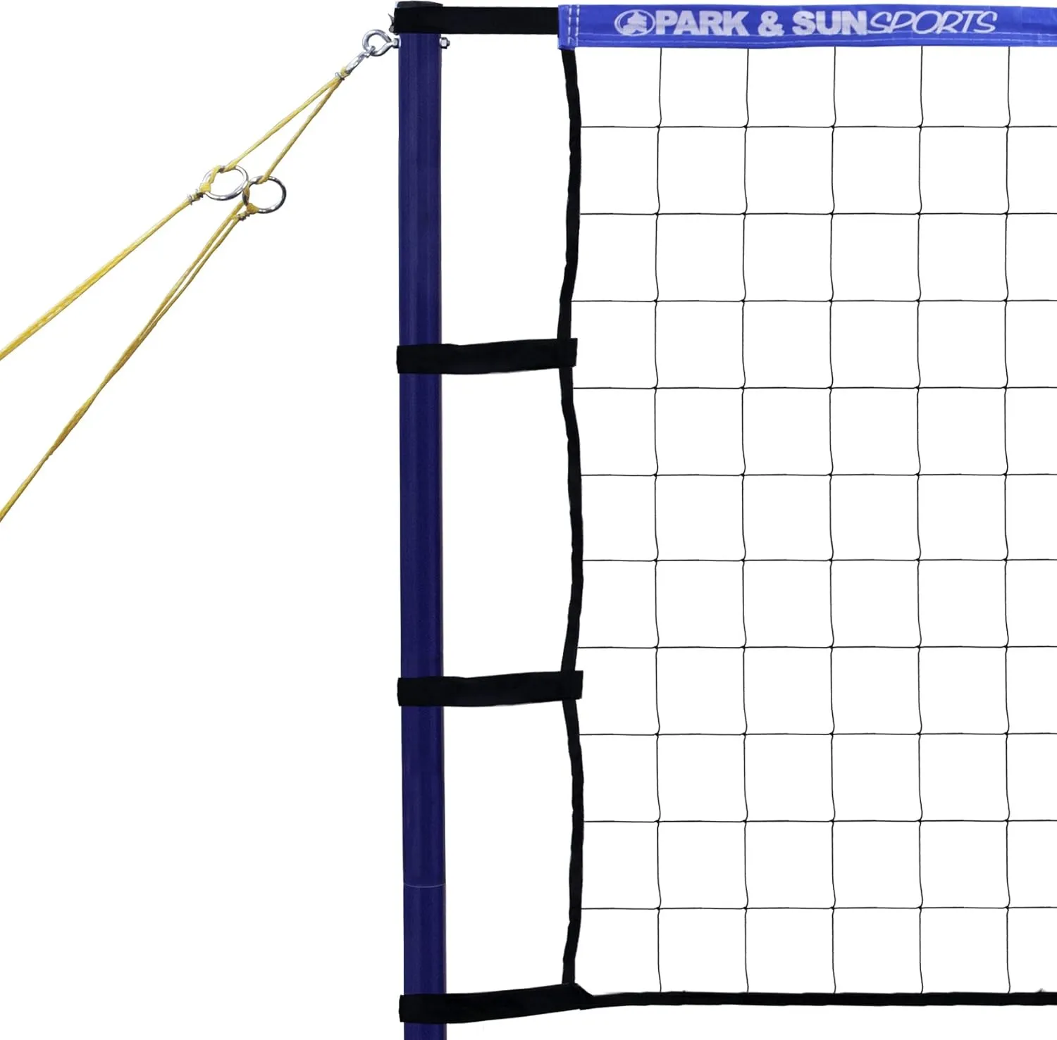 Park & Sun Spiker Sport Portable Outdoor Volleyball Net System – Blue Net, Regulation Size 32' L x 3' H, Adjustable Height, Lightweight, Includes Carrying Bag for Backyard and Beach Play