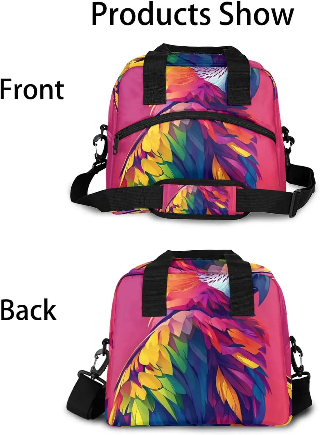 Parrot Lunch Bag for Men Women Adults Bird Insulated Lunch Box Leakproof Cooler Tote Bag Organizer with Adjustable Shoulder Strap