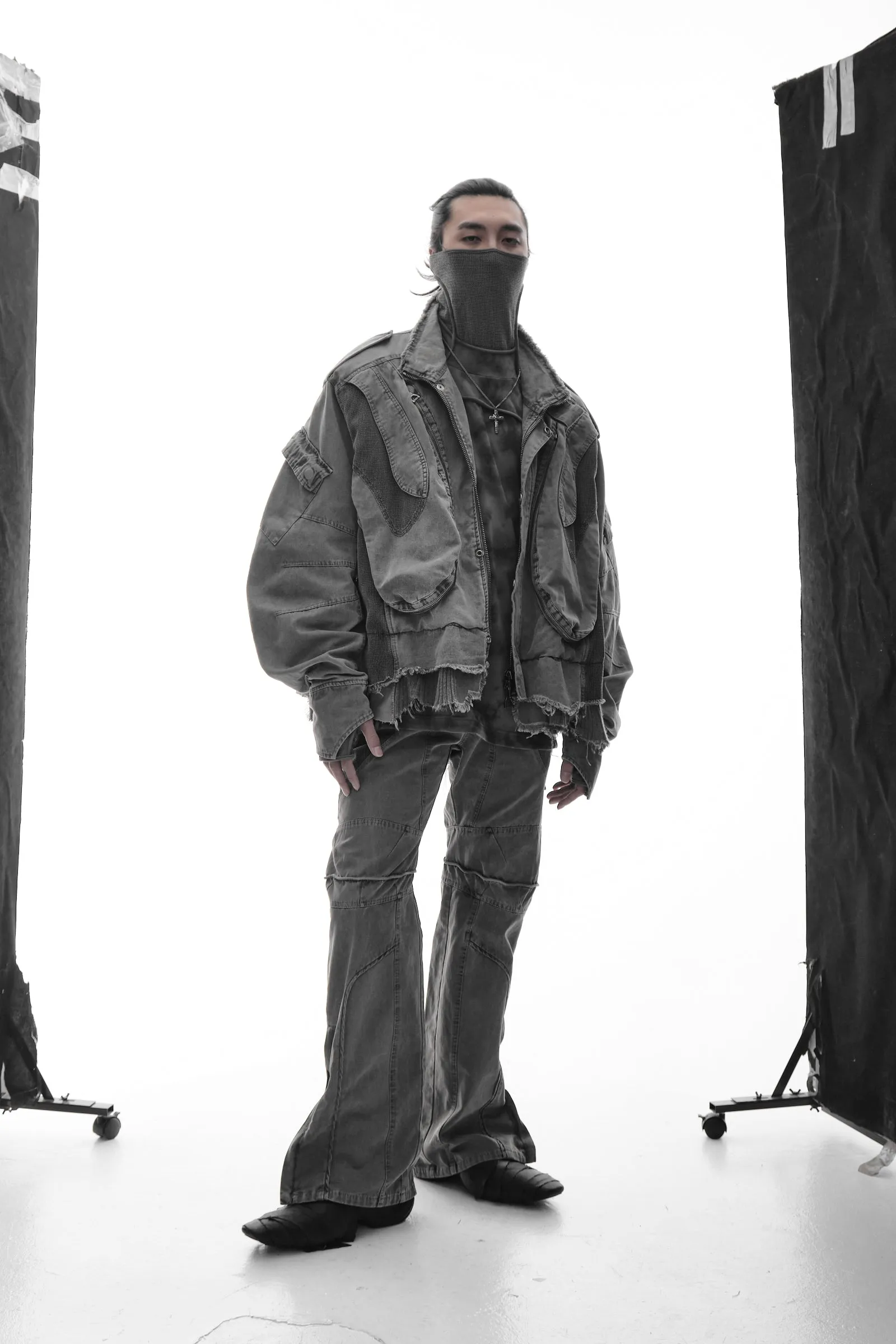Patchwork utility pants