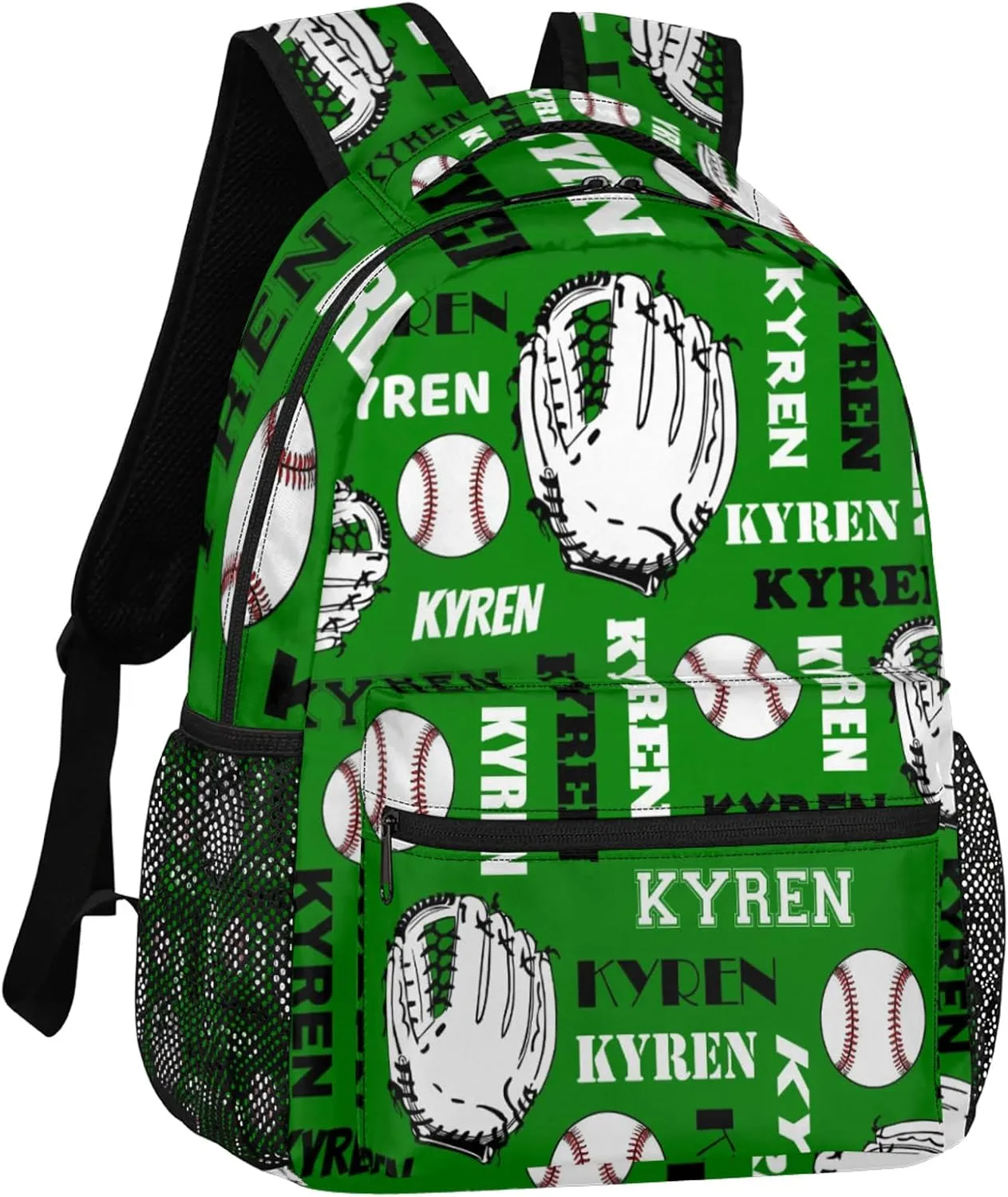 Personalized Baseball Backpack for Men Women, Custom Laptop Backpack with Name, Sports Bag Lightweight Daypack for Travel Hiking Camping, Dark Green