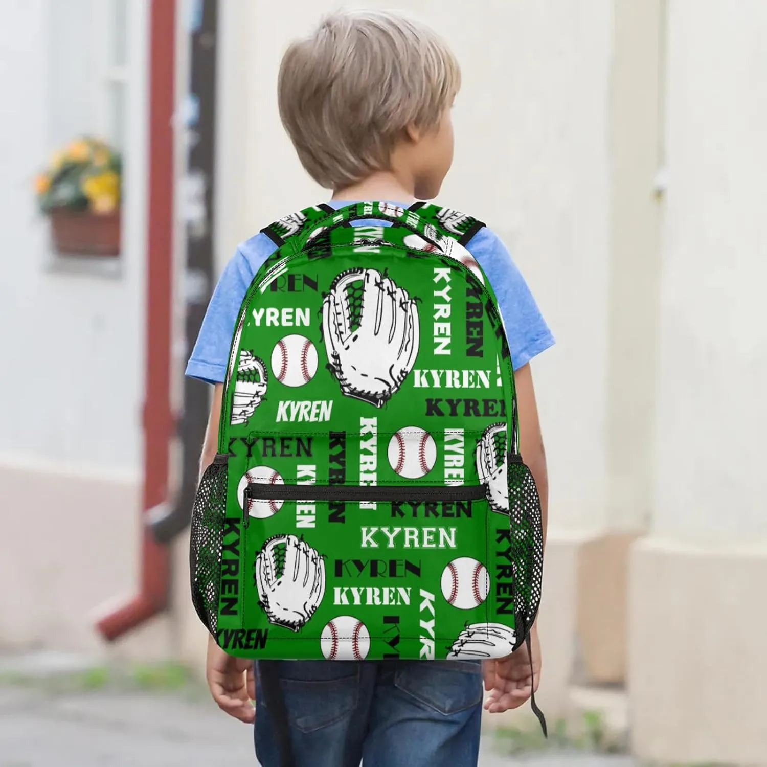 Personalized Baseball Backpack for Men Women, Custom Laptop Backpack with Name, Sports Bag Lightweight Daypack for Travel Hiking Camping, Dark Green