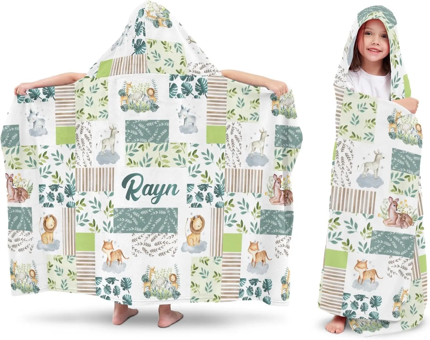 Personalized Bath Beach Swimming Pool Towel with Hood Jungle World Animal Lion Gift Ideas for Baby Showers