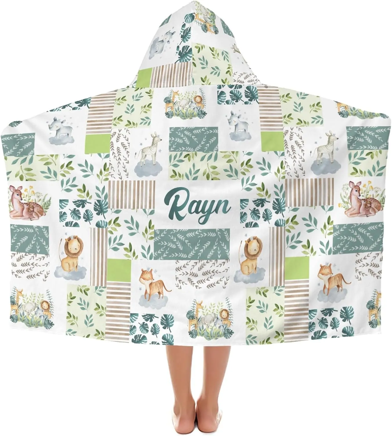 Personalized Bath Beach Swimming Pool Towel with Hood Jungle World Animal Lion Gift Ideas for Baby Showers