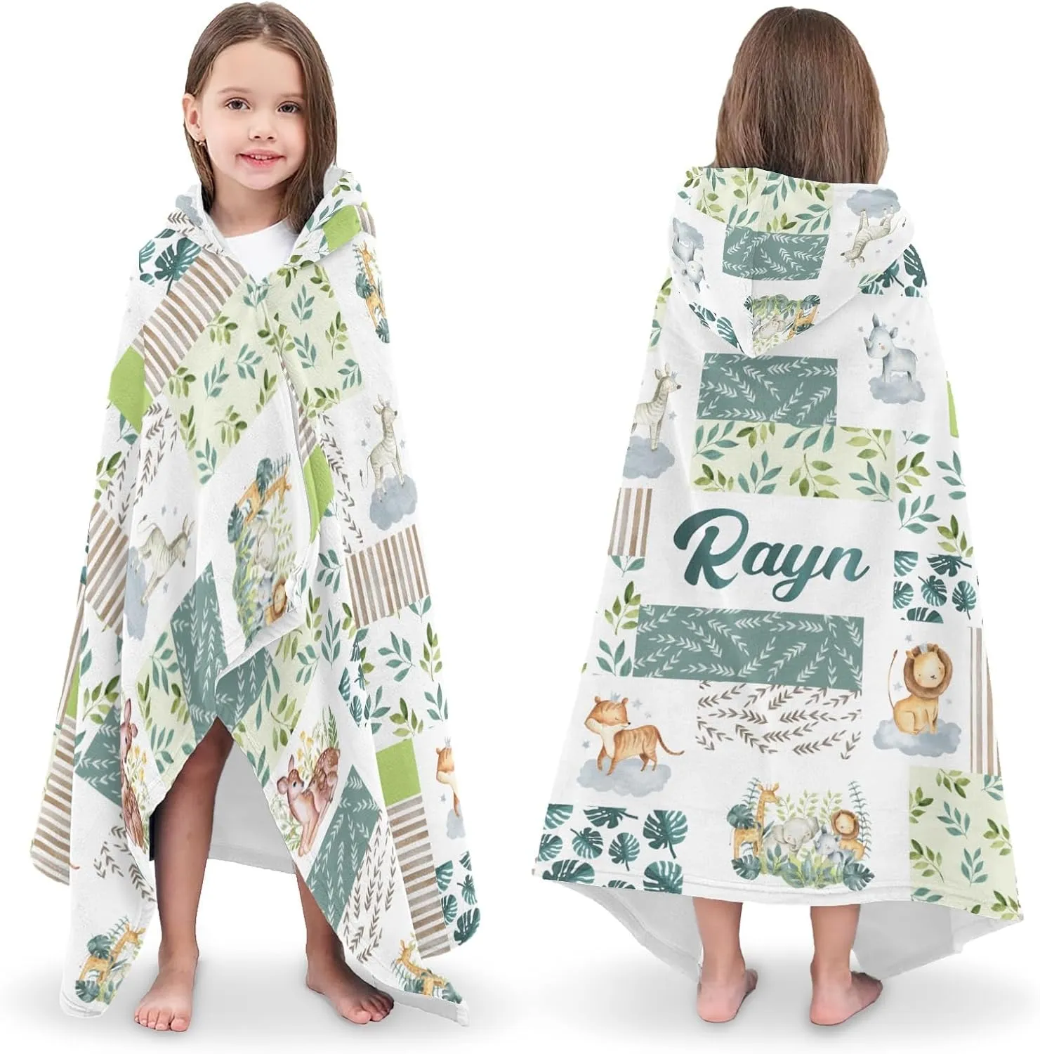 Personalized Bath Beach Swimming Pool Towel with Hood Jungle World Animal Lion Gift Ideas for Baby Showers