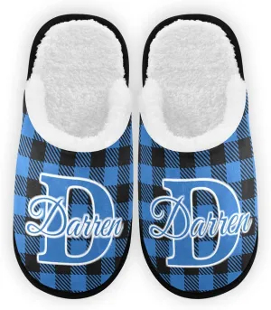 Personalized Buffalo Plaid Check Red House Slippers for Women Men Washable Soft House Home Spa Slippers Slipper for Travel,L