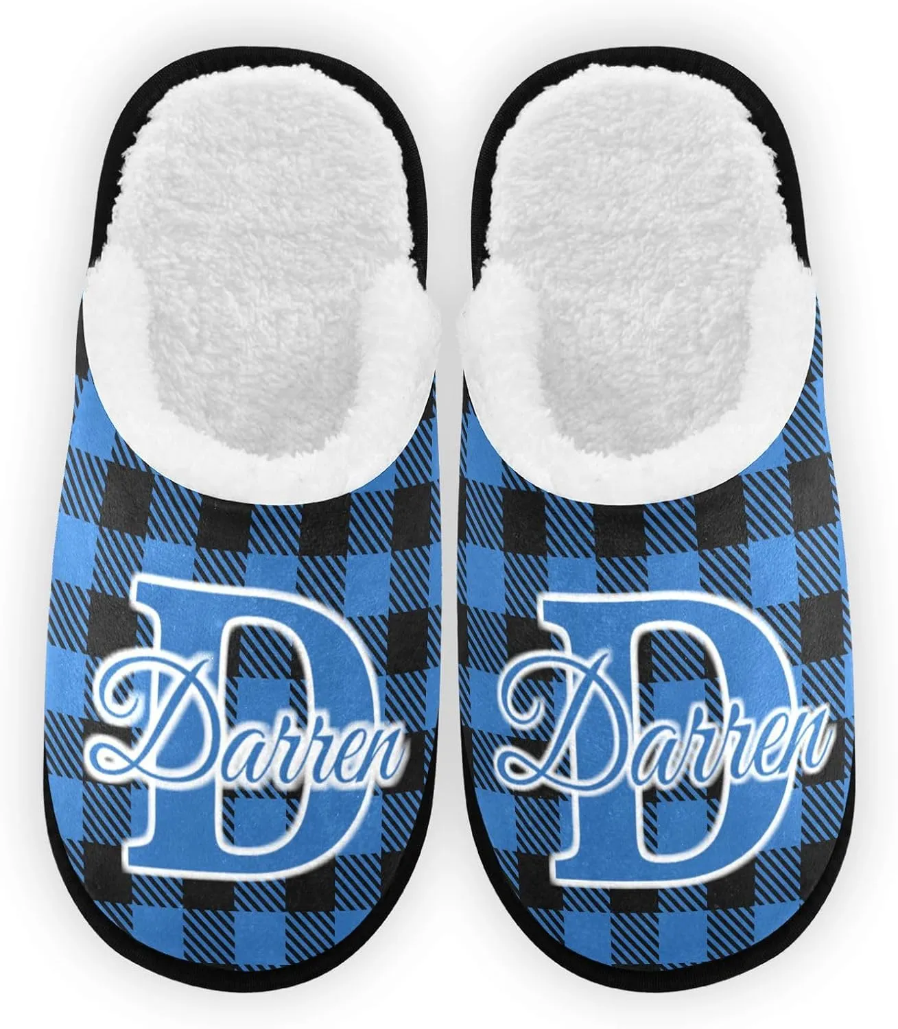 Personalized Buffalo Plaid Check Red House Slippers for Women Men Washable Soft House Home Spa Slippers Slipper for Travel,L