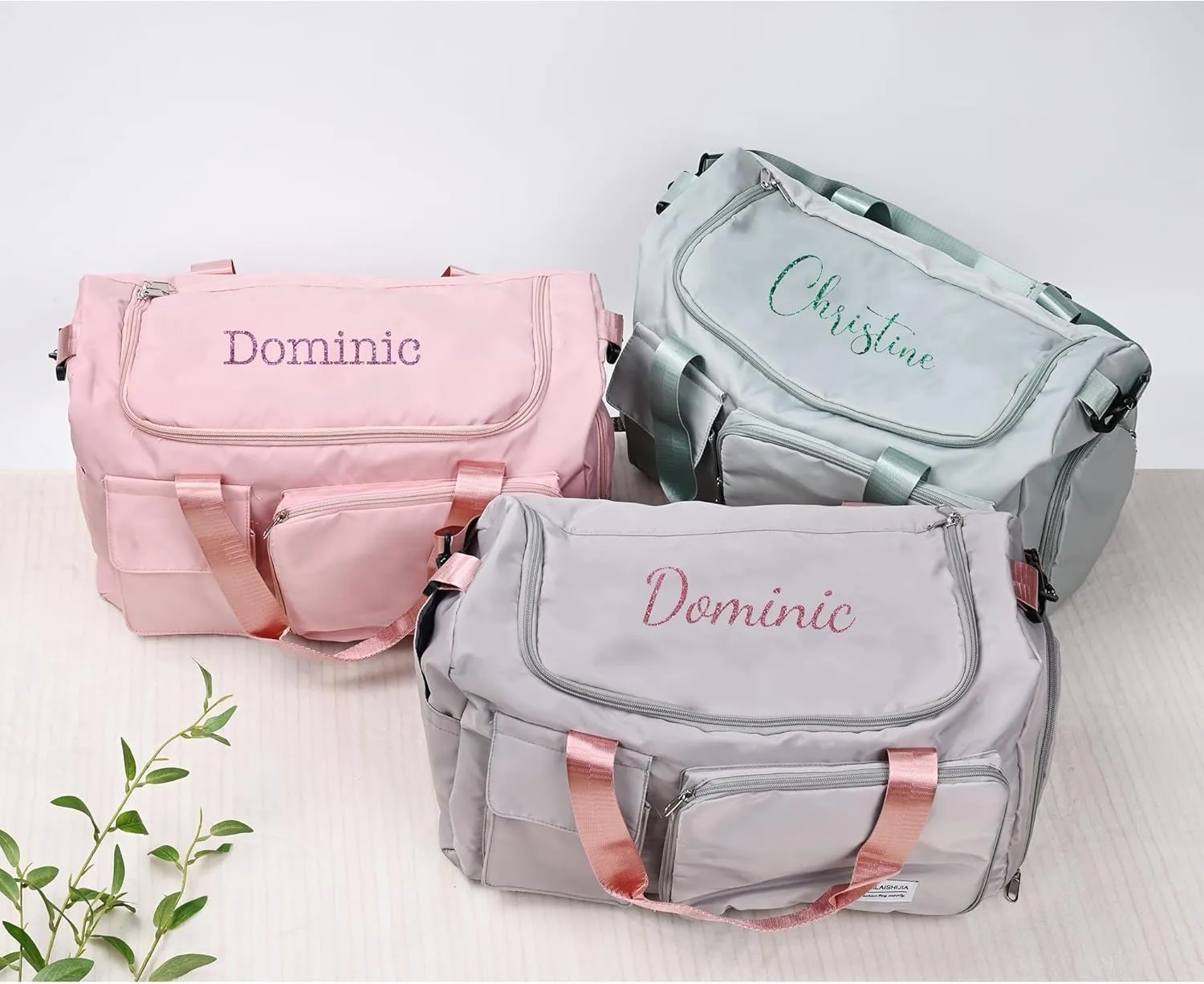 Personalized Large Capacity Travel Duffle Bag with Embroidery Name for Women and Men, Foldable Dry/Wet Bag featuring Shoe Compartment for Sports, Dance, Gym, Travel, Weekender, Overnight