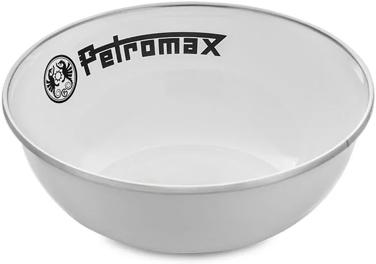 Petromax Enamelware Dinnerware Bowls, Traditional Lightweight Enameled Steel Tableware for Kitchen and Camping, 2 Pack for Hot or Cold Food, 5.4 oz, White