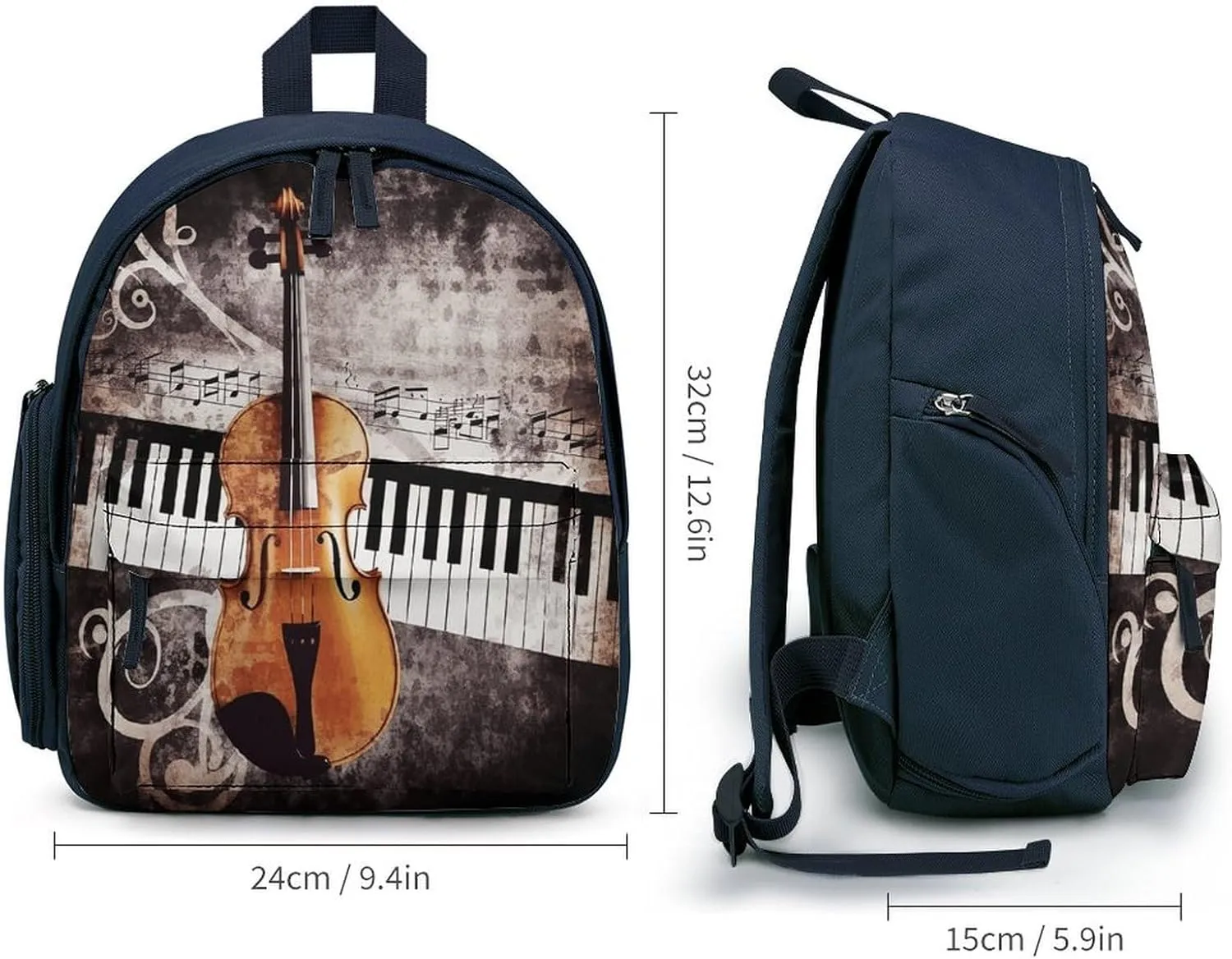 Piano Violin Music Notes Travel Backpack Casual Bag Lightweight Hiking Backpacks for Business, Travelling, Hiking