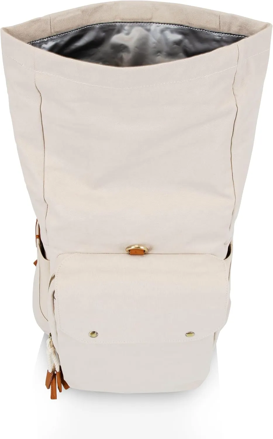 PICNIC TIME Carmel Roll Top Backpack Cooler, Canvas Insulated Cooler Backpack Bag for Lunch and Hiking, Portable Beach Cooler Bag, Picnic Bag