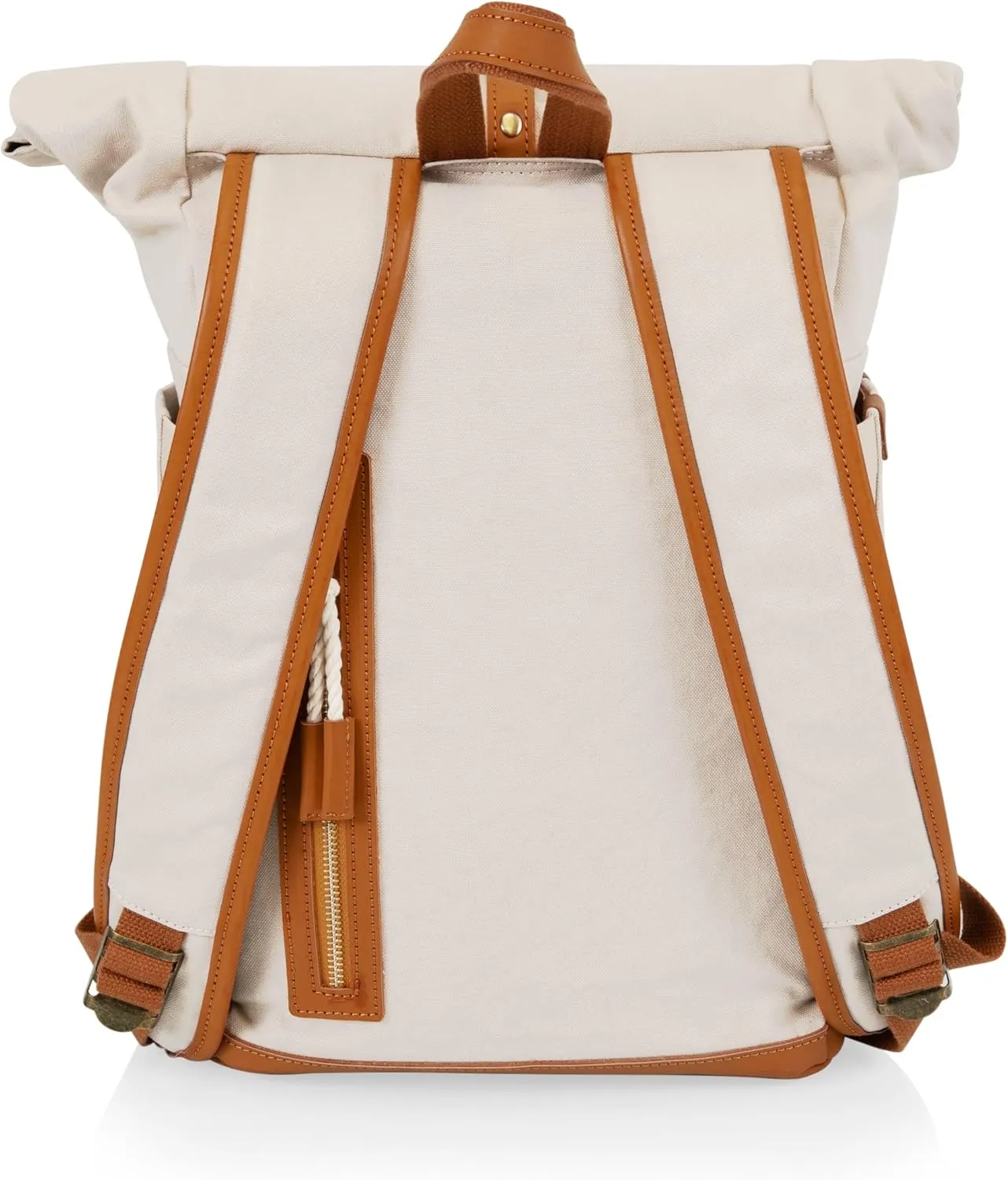 PICNIC TIME Carmel Roll Top Backpack Cooler, Canvas Insulated Cooler Backpack Bag for Lunch and Hiking, Portable Beach Cooler Bag, Picnic Bag