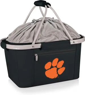 PICNIC TIME NCAA Clemson Tigers Metro Shopping Basket, Insulated Picnic Basket, Collapsible Market Basket, Utility Tote Cooler Bag, (Black)