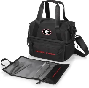 PICNIC TIME NCAA Oklahoma Sooners Tarana Lunch Bag Cooler with Utensils Made from Recycled Material, Lunch Box with Picnic Set, Upcycled Lunch Cooler Bag, (Carbon Black)