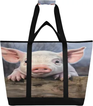 Pig Reusable Insulated Cooler Bag with Ice Pack Compartment - Large 47L Waterproof Thermal Grocery Tote for Picnic Beach Camping Lunch Storage