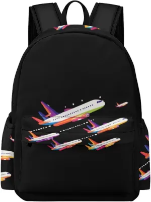 Pilot Commercial Passenger Airplanes Backpack Printed Laptop Backpack Carry on Backpack Casual Shoulder Bag for Women Men