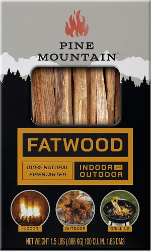 Pine Mountain, Fatwood StarterStikk, Natural Firestarting Sticks for Campfire, Fireplace, Wood Stove, Fire Pit, Indoor & Outdoor Use, 1.5 Pound (Pack of 2)