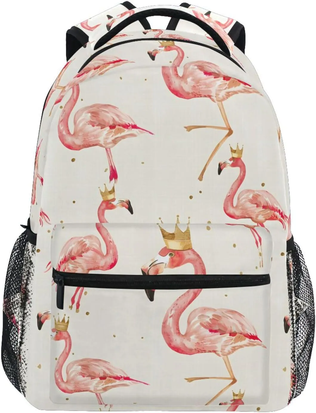 Pink Flamingo Crown School Kids Backpack for Boys Girls Laptop Backpack Lightweight Travel Bag for Women Men