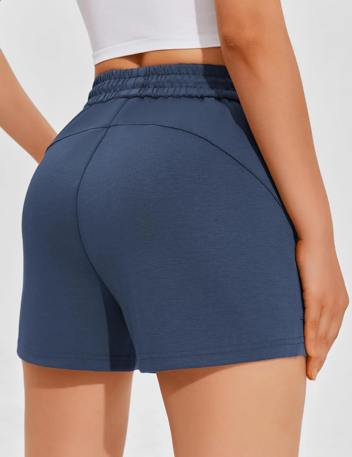 PINSPARK Sweat Shorts for Women Casual Summer Athletic Short Elastic Waist Comfy Lounge Shorts Bottoms with Pockets