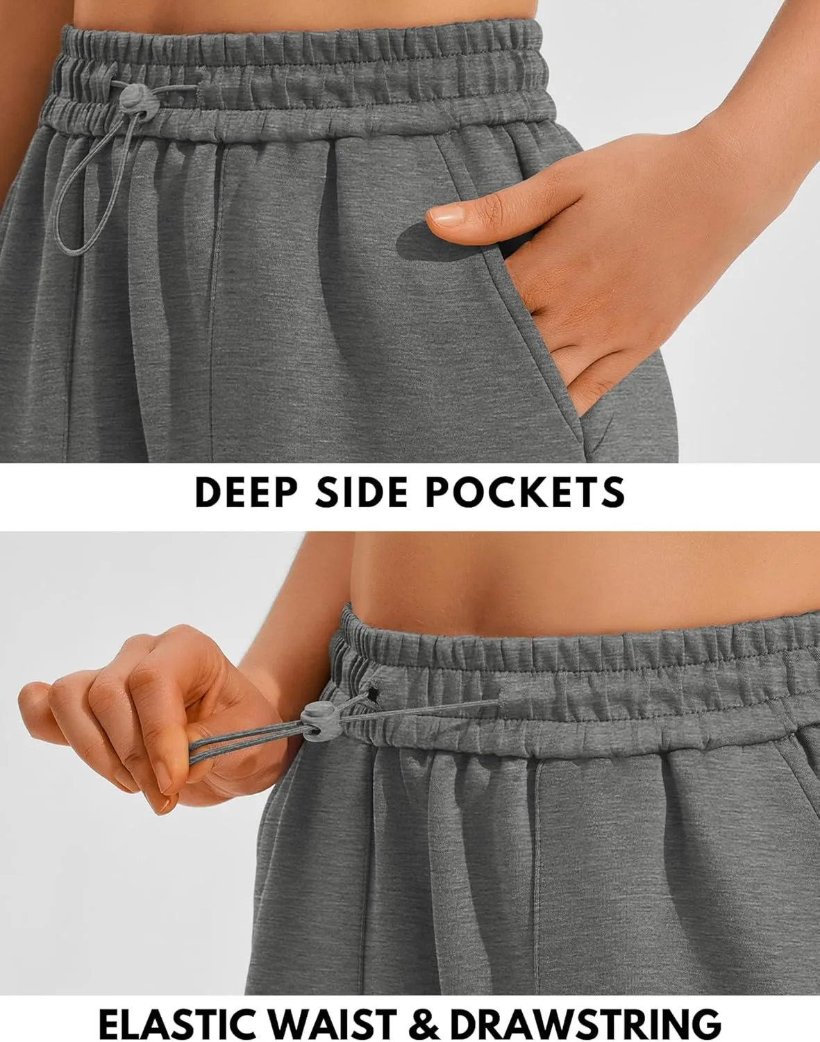 PINSPARK Sweat Shorts for Women Casual Summer Athletic Short Elastic Waist Comfy Lounge Shorts Bottoms with Pockets