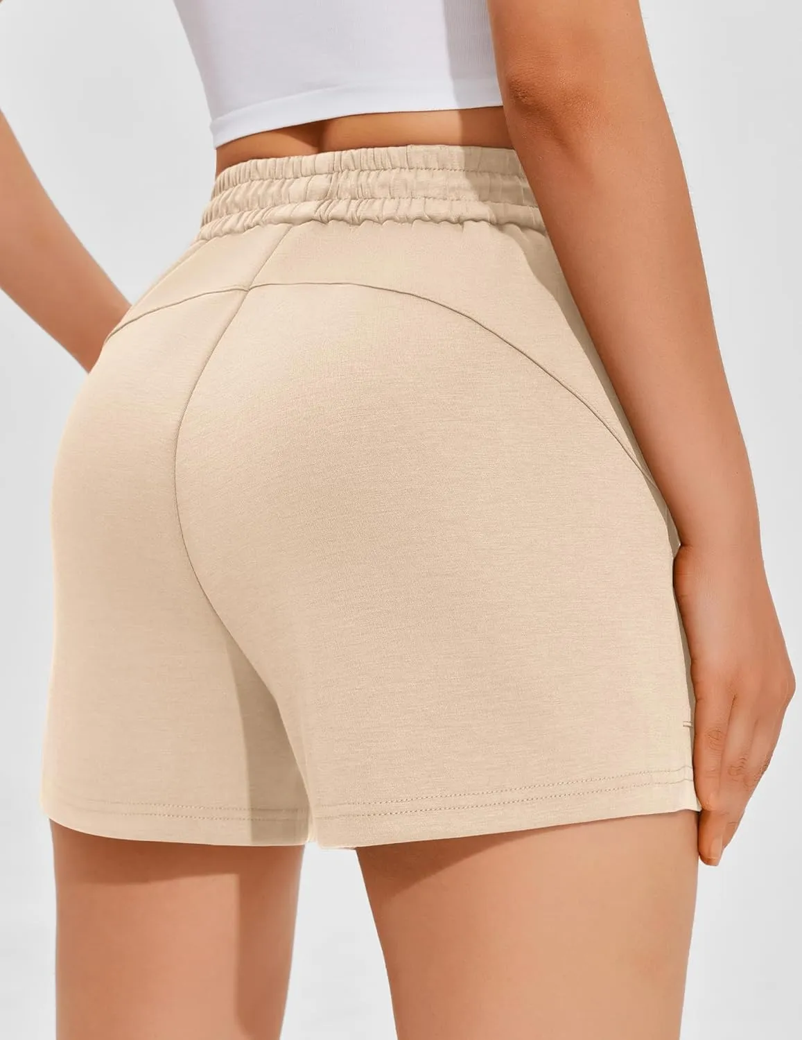 PINSPARK Sweat Shorts for Women Casual Summer Athletic Short Elastic Waist Comfy Lounge Shorts Bottoms with Pockets