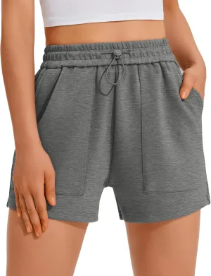 PINSPARK Sweat Shorts for Women Casual Summer Athletic Short Elastic Waist Comfy Lounge Shorts Bottoms with Pockets