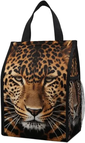 Pocket Folding Cooler Bag,Depict A Leopard Print Food Insulated Bag,portable Takeout Bag
